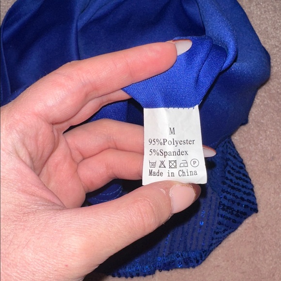 Double Lined Blue Sequin Flowy Tank Top - Picture 3 of 3